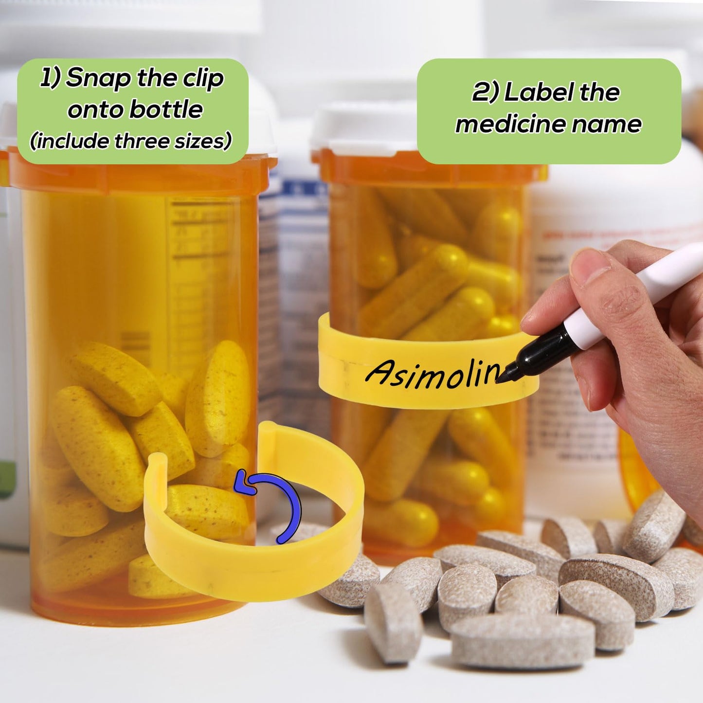 Reusable Medicine Bottle Label (18 pcs, 3 sized, for easy medication identification)