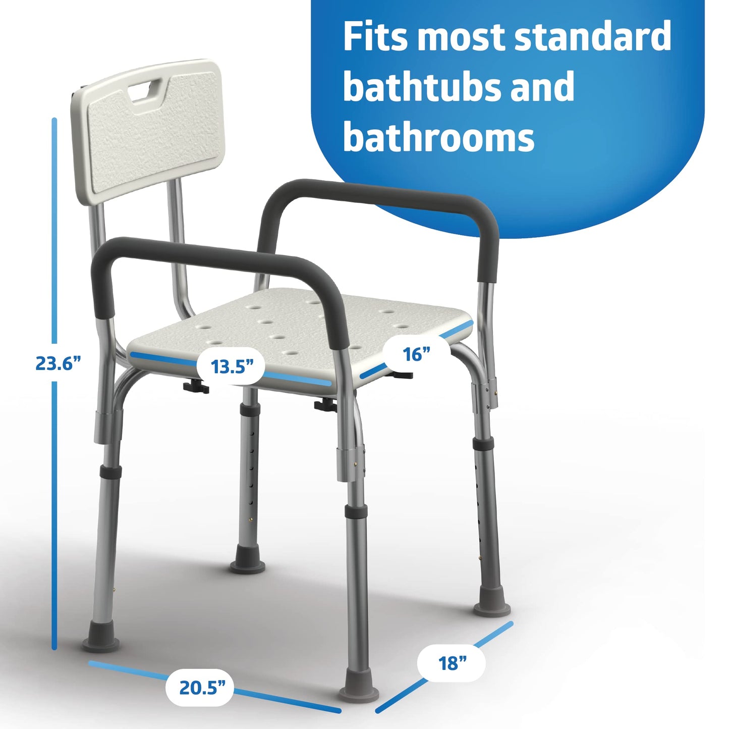 Shower Chair Seat with Padded Armrests and Back |