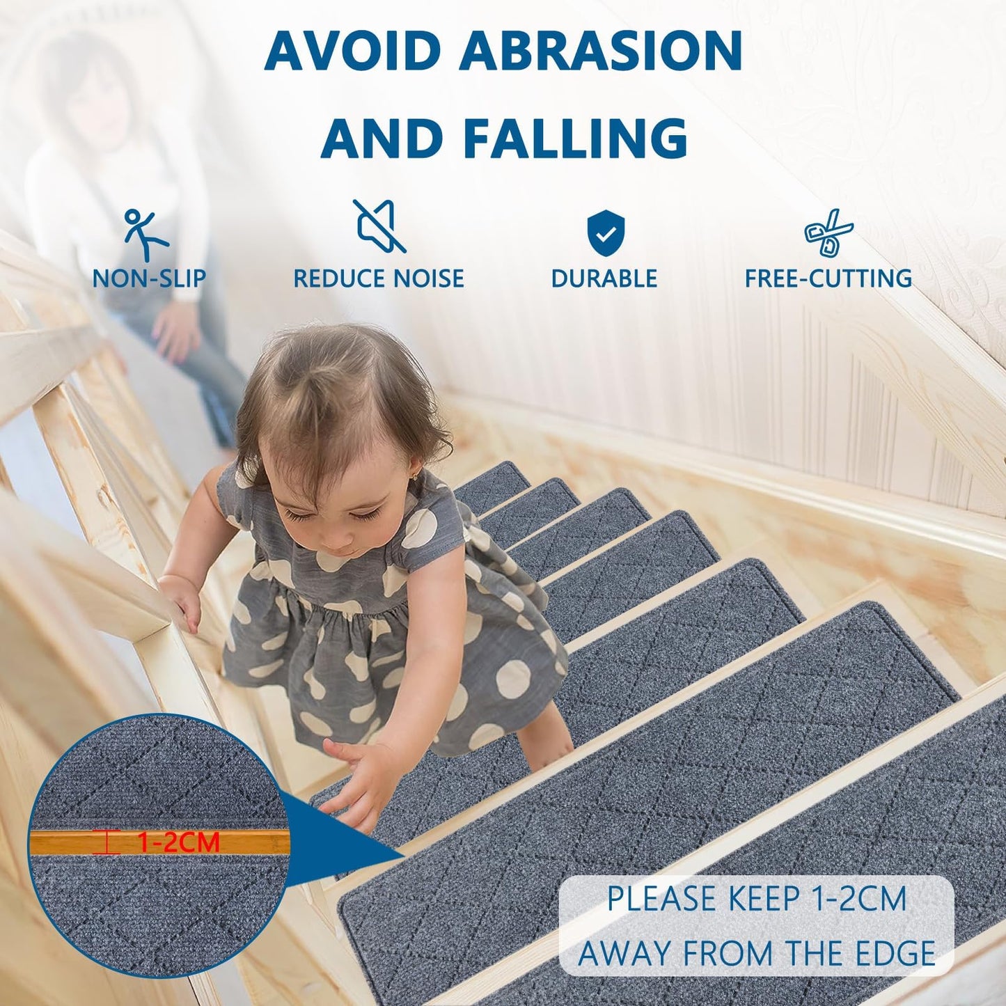 Stair Treads Non Slip for Wooden Steps Indoor