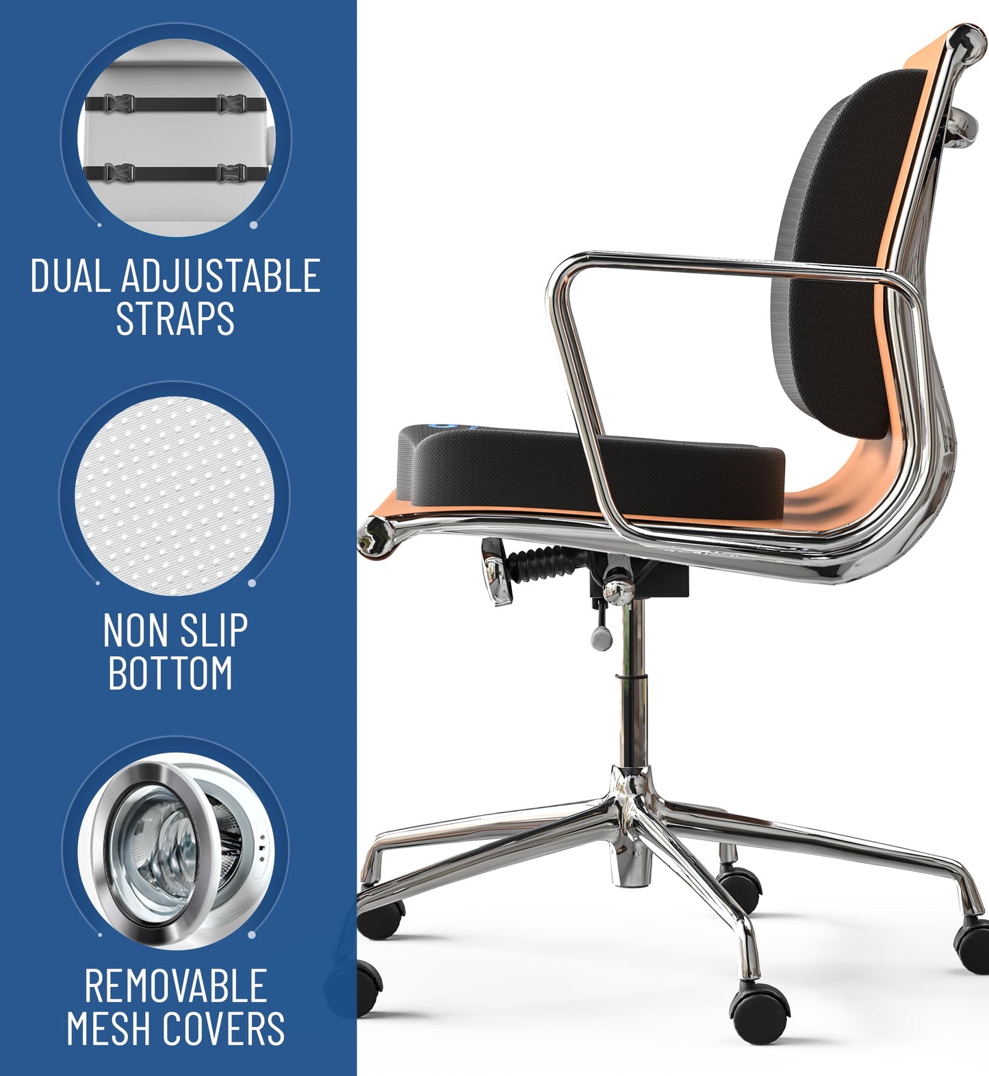 Lumbar Support & Office Chair Cushion Combo (Gel Memory Foam)