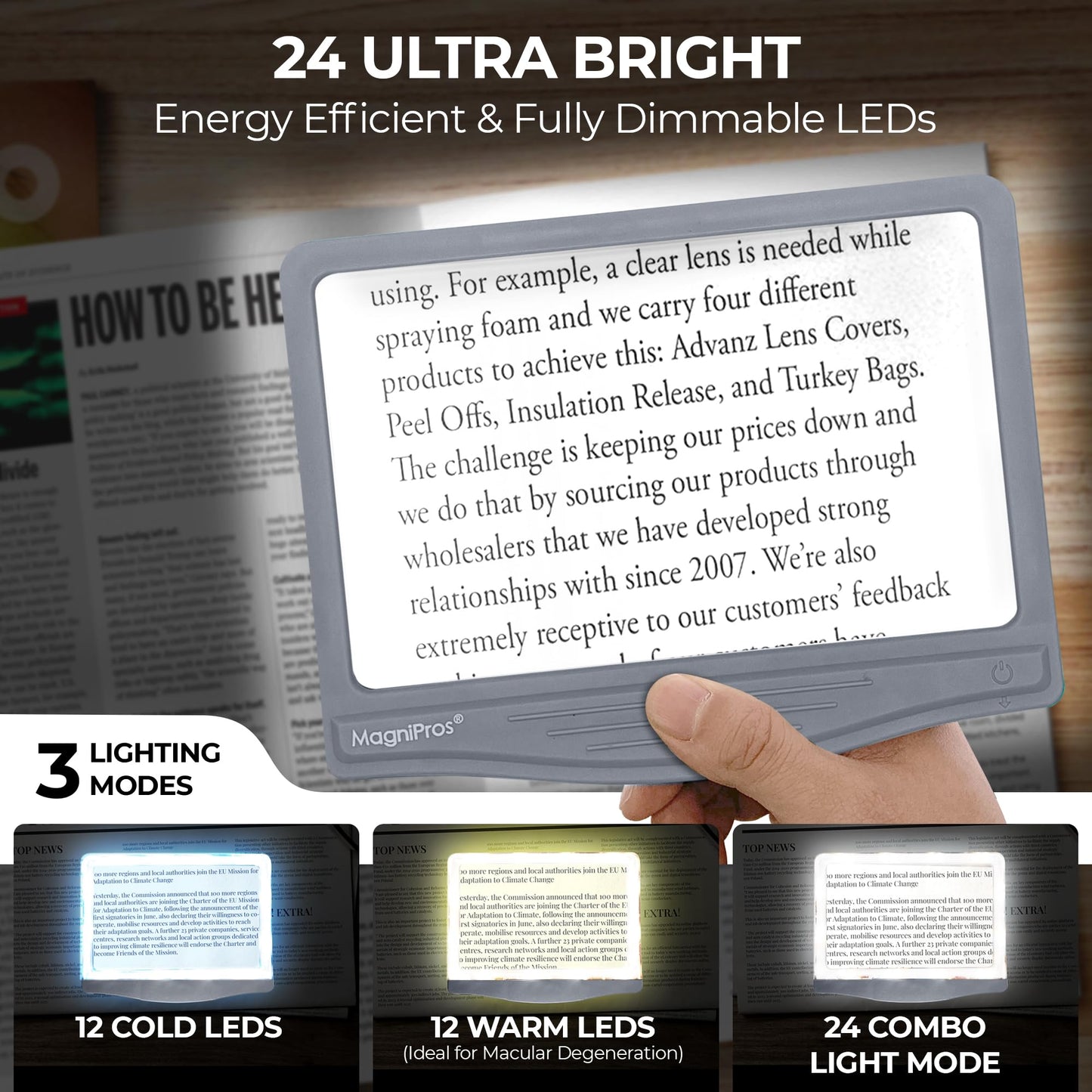 LED Page Magnifier (5X) with Stand