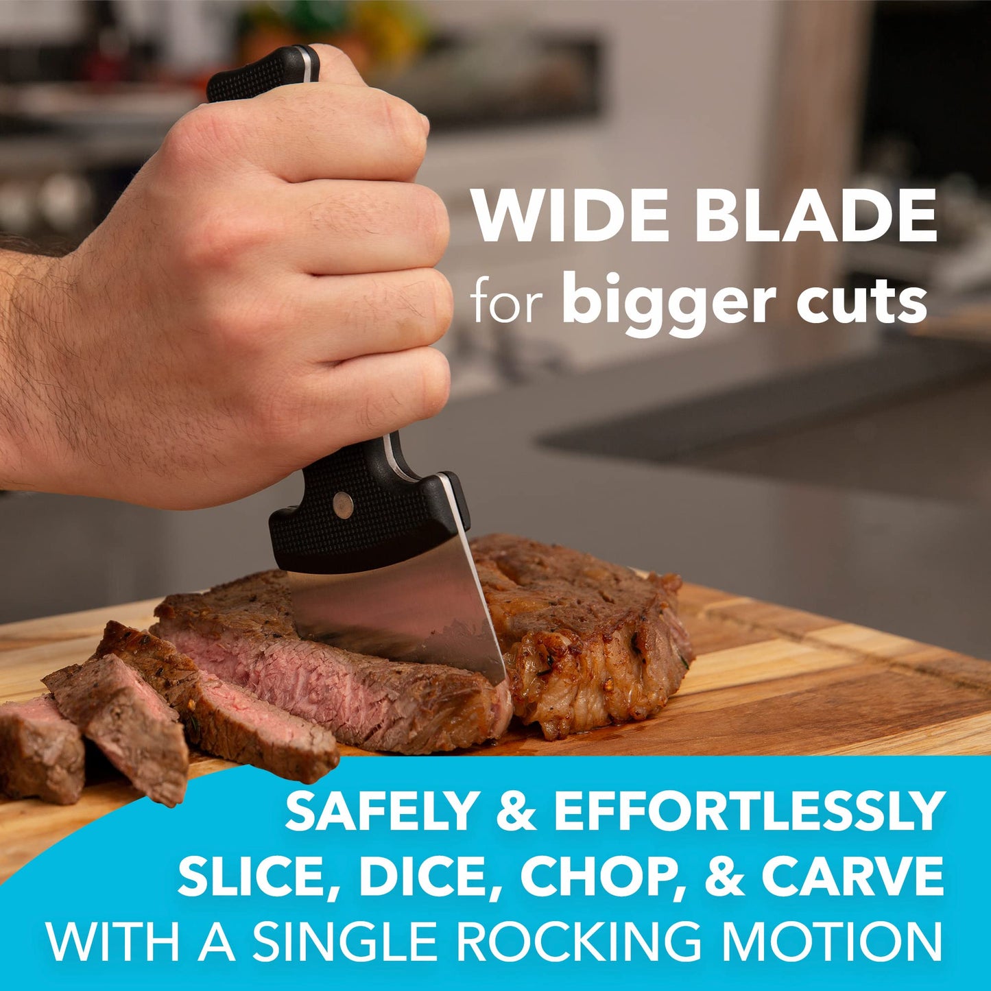 Extra Sharp Rocker Knife for One Handed Cutting -