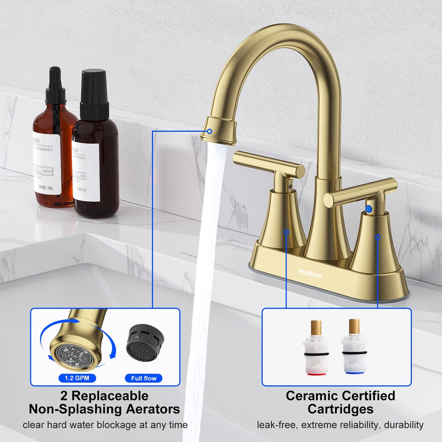 Brushed Gold Bathroom Sink Faucet