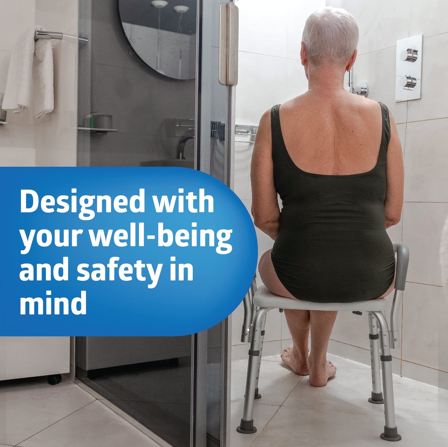 Shower Chair Seat with Padded Armrests and Back |