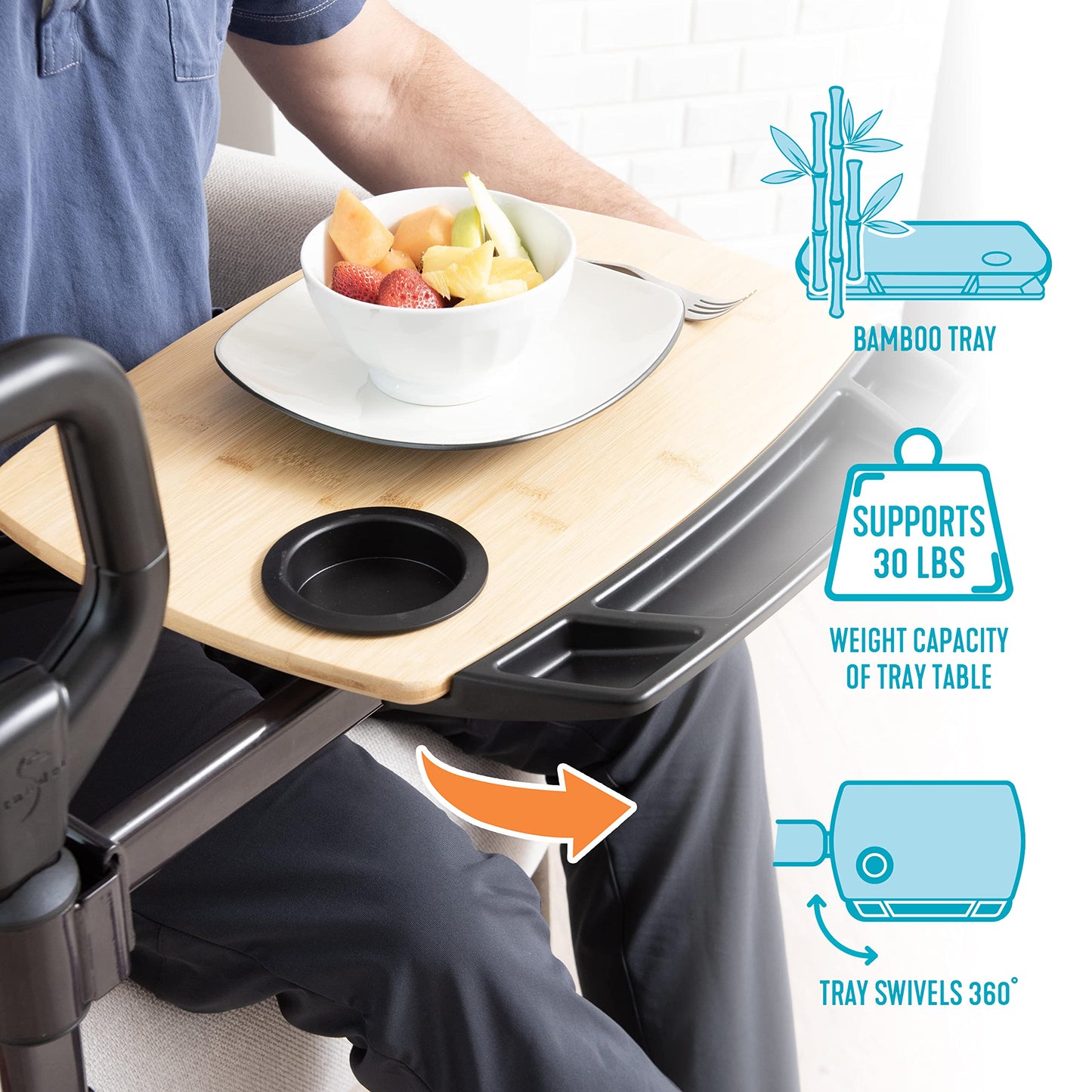 Able Life Able Tray Table, Adjustable Bamboo Swivel TV and Laptop Table