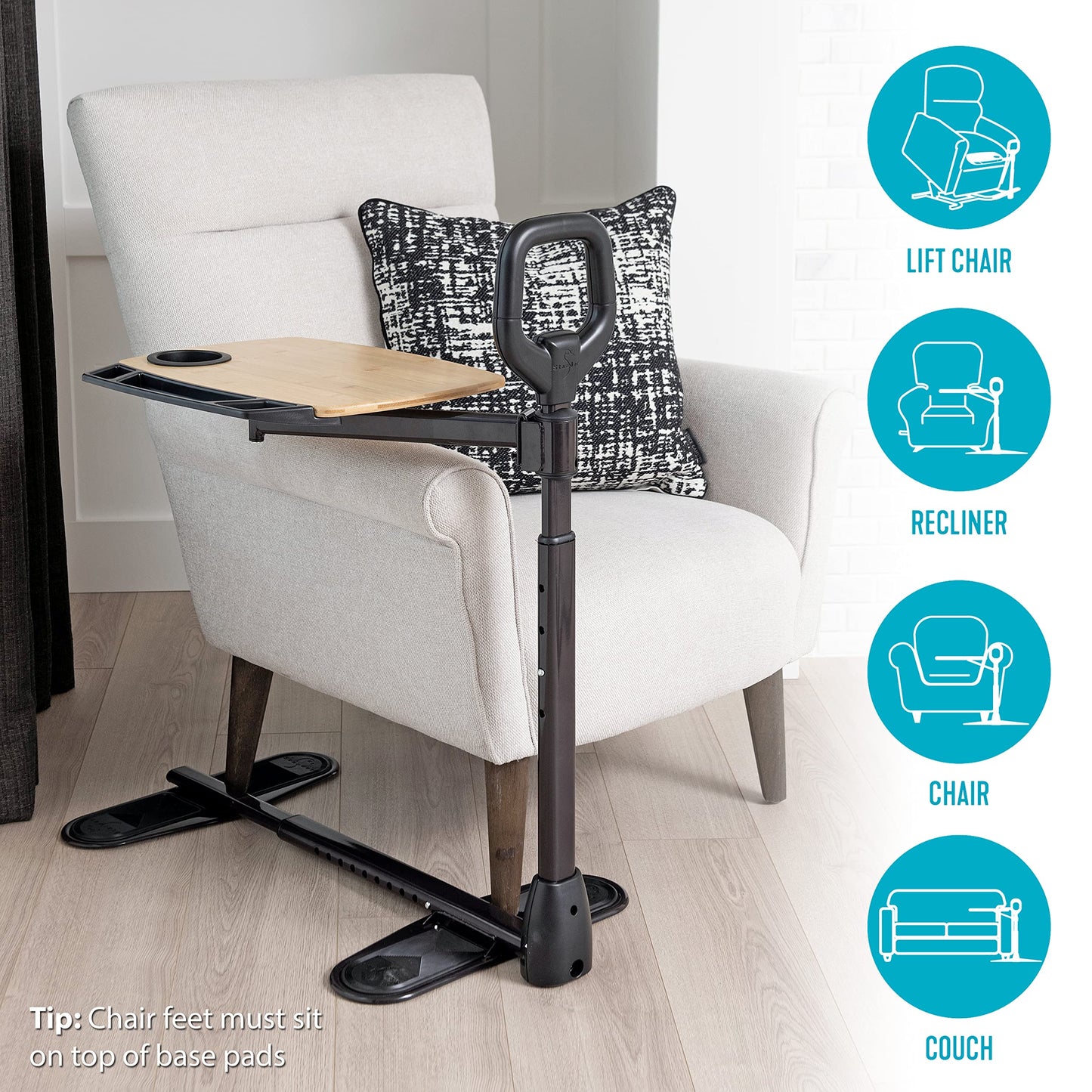 Able Life Able Tray Table, Adjustable Bamboo Swivel TV and Laptop Table