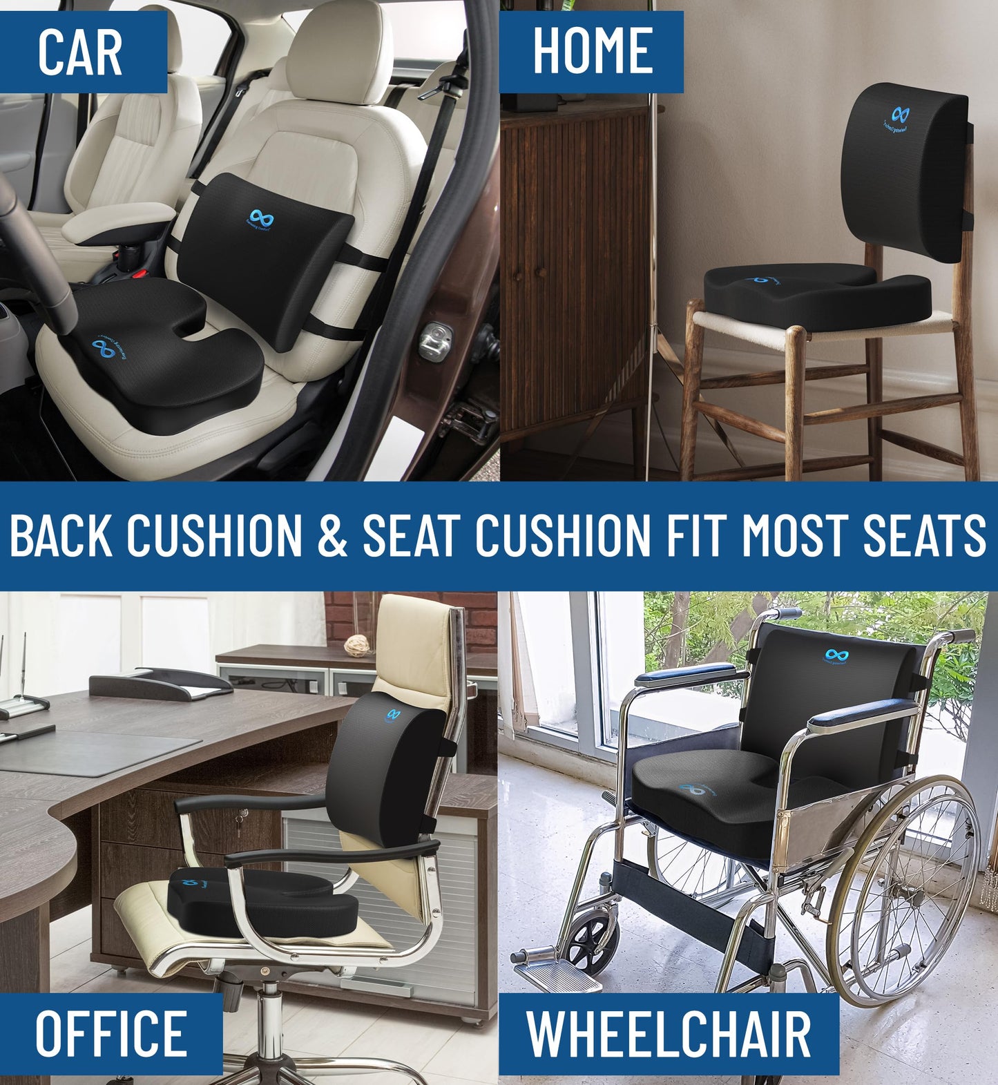 Lumbar Support & Office Chair Cushion Combo (Gel Memory Foam)