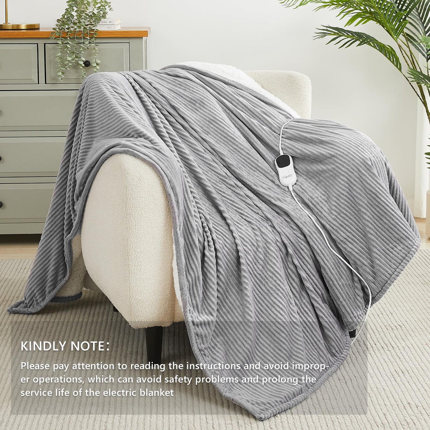 Heated Blanket Electric Throw - 50"x60"  Auto-Off 10 Heat Levels